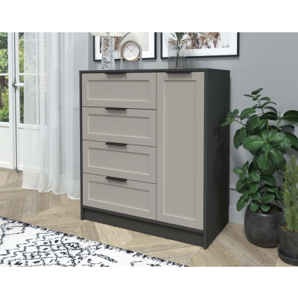 Тумба Тренд КТ-Т90 (Антрацит ЛДСП/ Луна ЛМДФ) Ш900 В1020 Г451 Тумба Тренд КТ-Т90 (Антрацит ЛДСП/ Луна ЛМДФ) Ш900 В1020 Г451